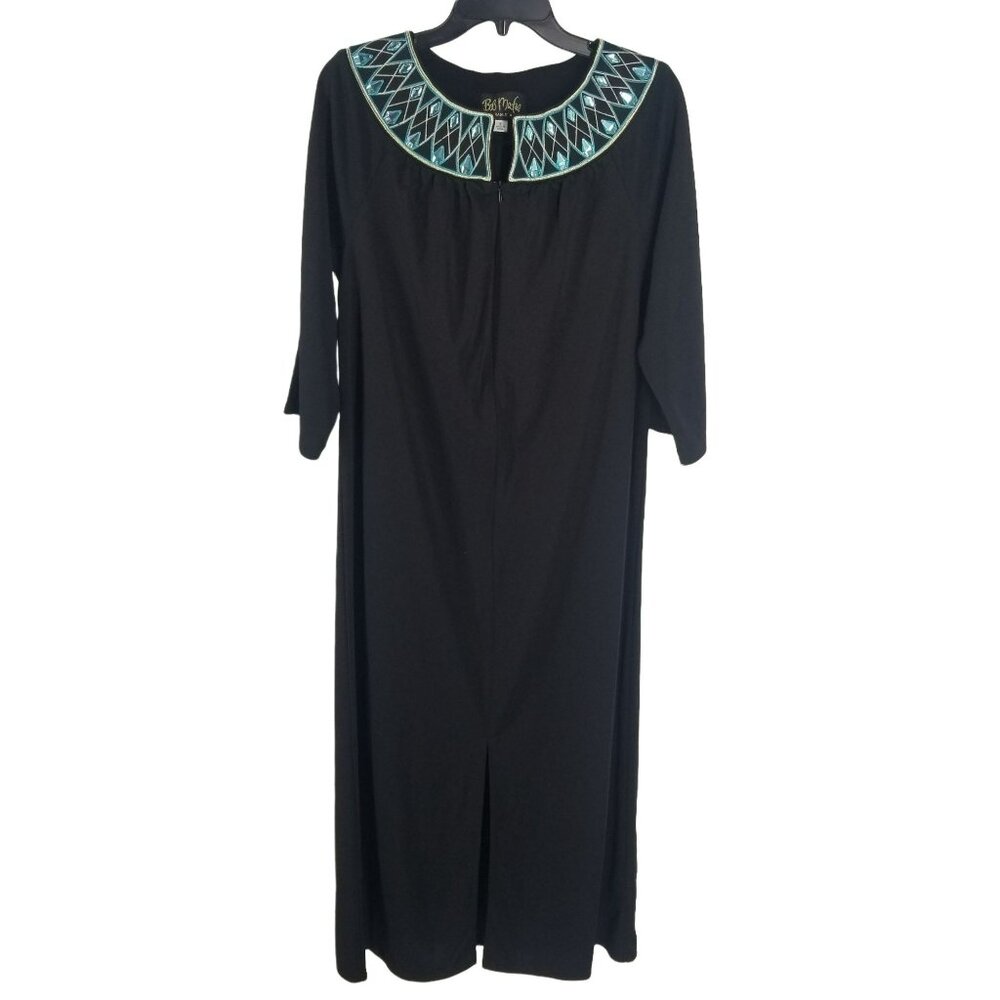 Vintage Bob Mackie Black Teal Rhinestone Bling House Coat Robe Glam RBG Costume